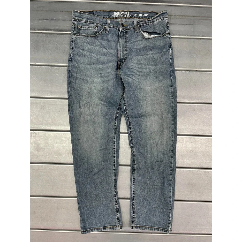 Signature Levis S67 Athletic Jeans Mens 34X30 Blue‎ Medium Wash Denim Straight
